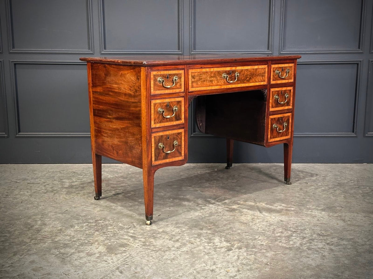 18th Century Marquetry Inlaid Mahogany Writing Desk