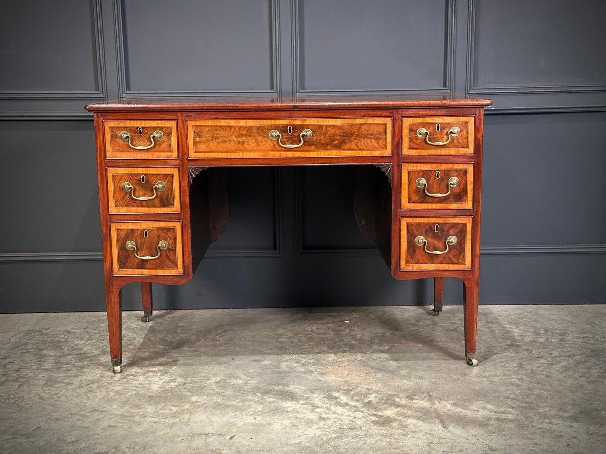 18th Century Marquetry Inlaid Mahogany Writing Desk