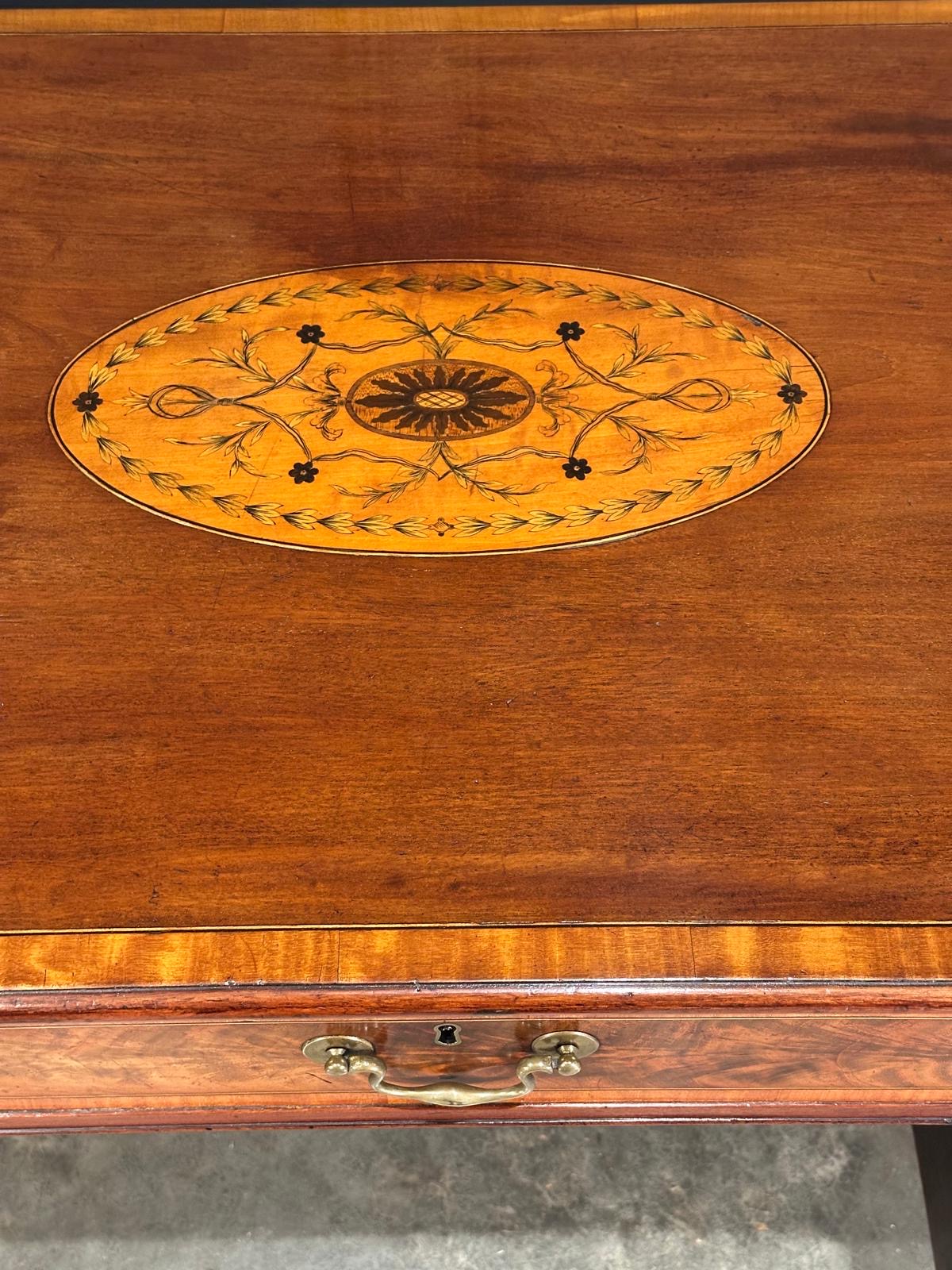18th Century Marquetry Inlaid Mahogany Writing Desk