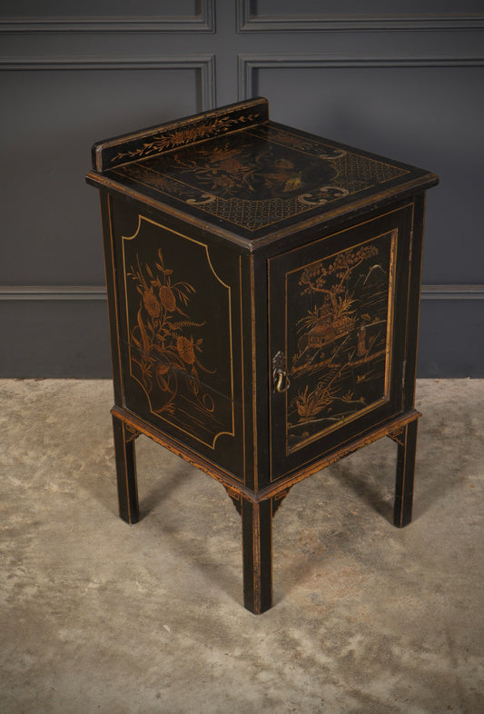 Black Chinoiserie Bedside Cabinet