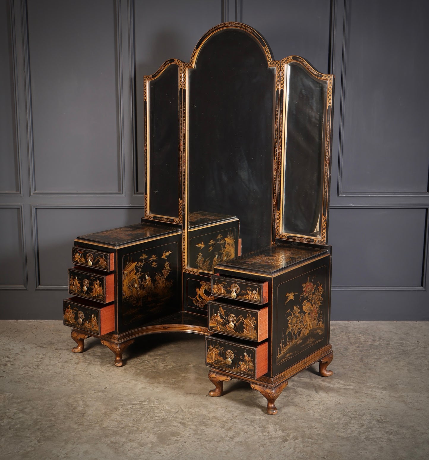 Black Lacquered Chinoiserie Dressing Table