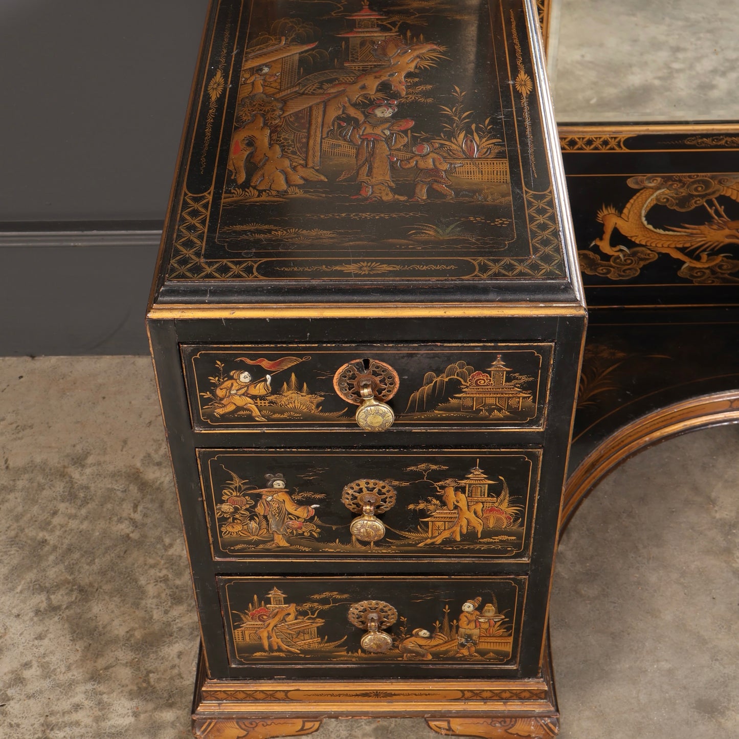 Black Lacquered Chinoiserie Dressing Table