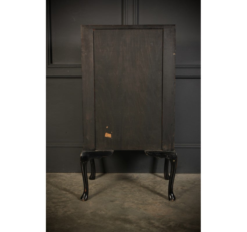 Black Japanned Chinoiserie Slim Bureau