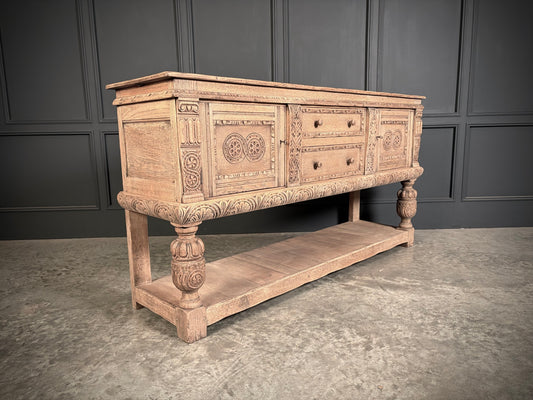 Carved Bleached Oak Sideboard