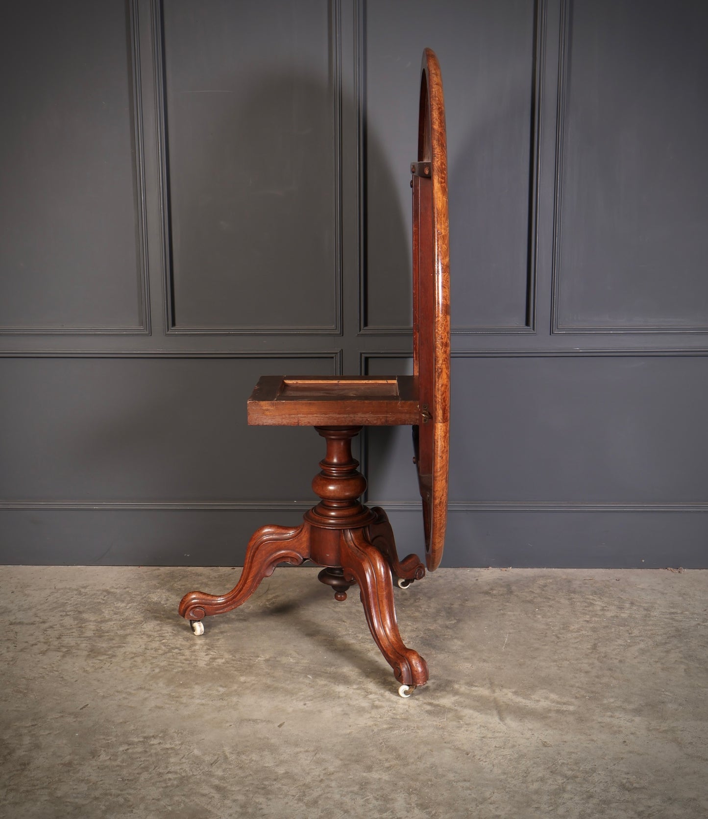 Burr Walnut Marquetry Inlaid Tilt Top Centre Table