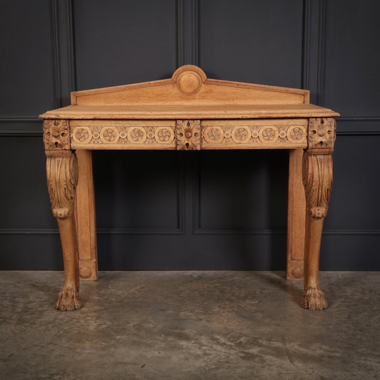 Antique Carved Bleached Oak Console Table