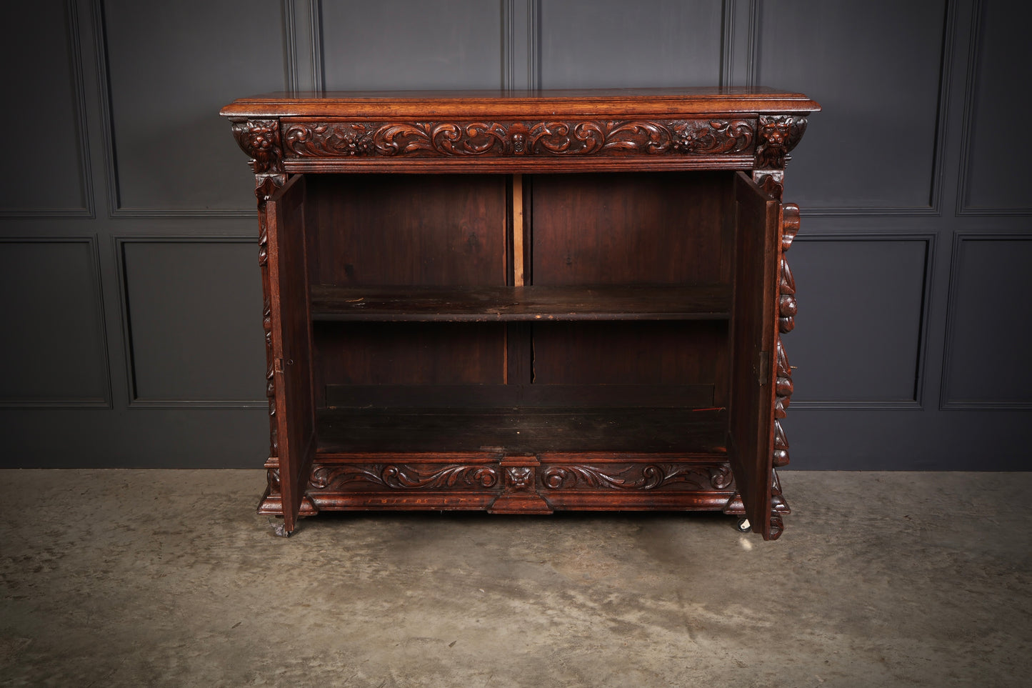 Carved Oak Side Cabinet