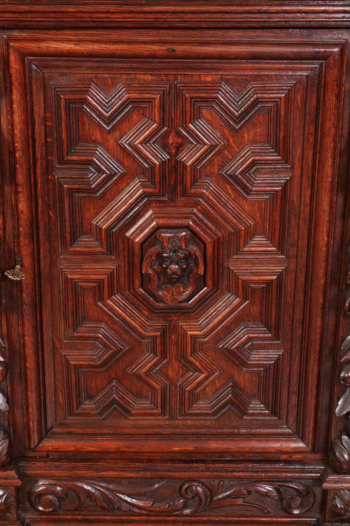 Carved Oak Side Cabinet