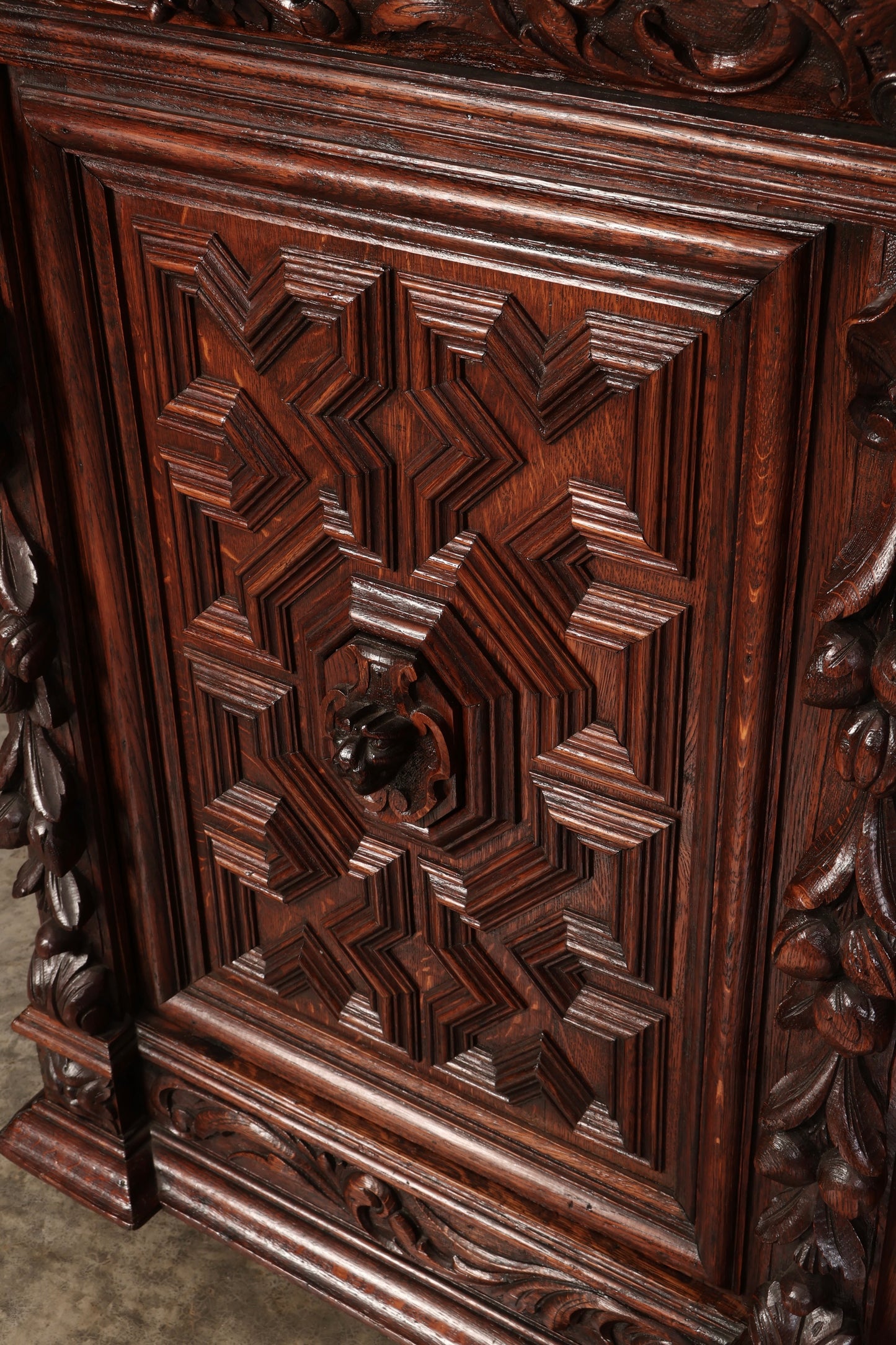 Carved Oak Side Cabinet