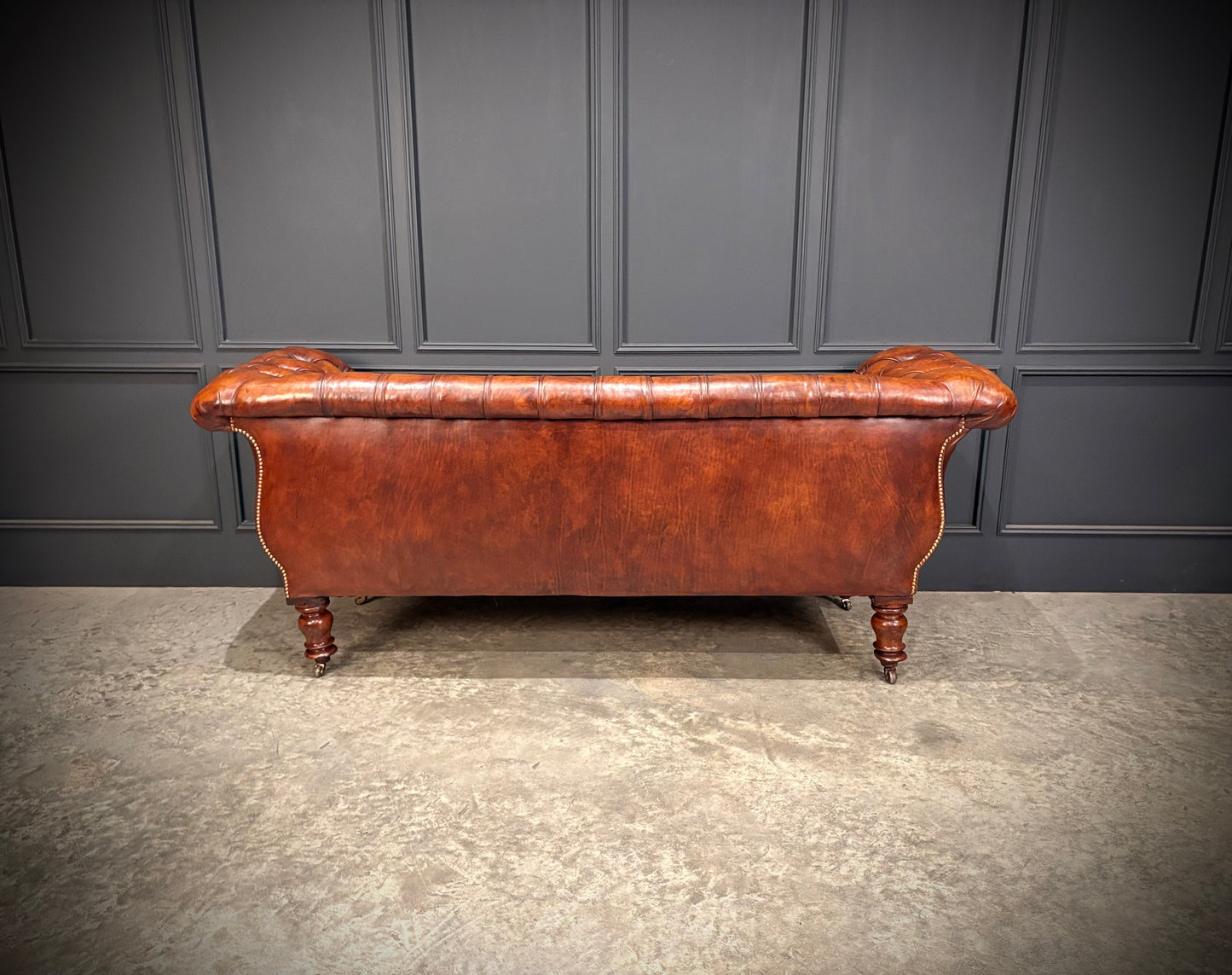 19th Century Hand Dyed Buttoned Leather Sofa