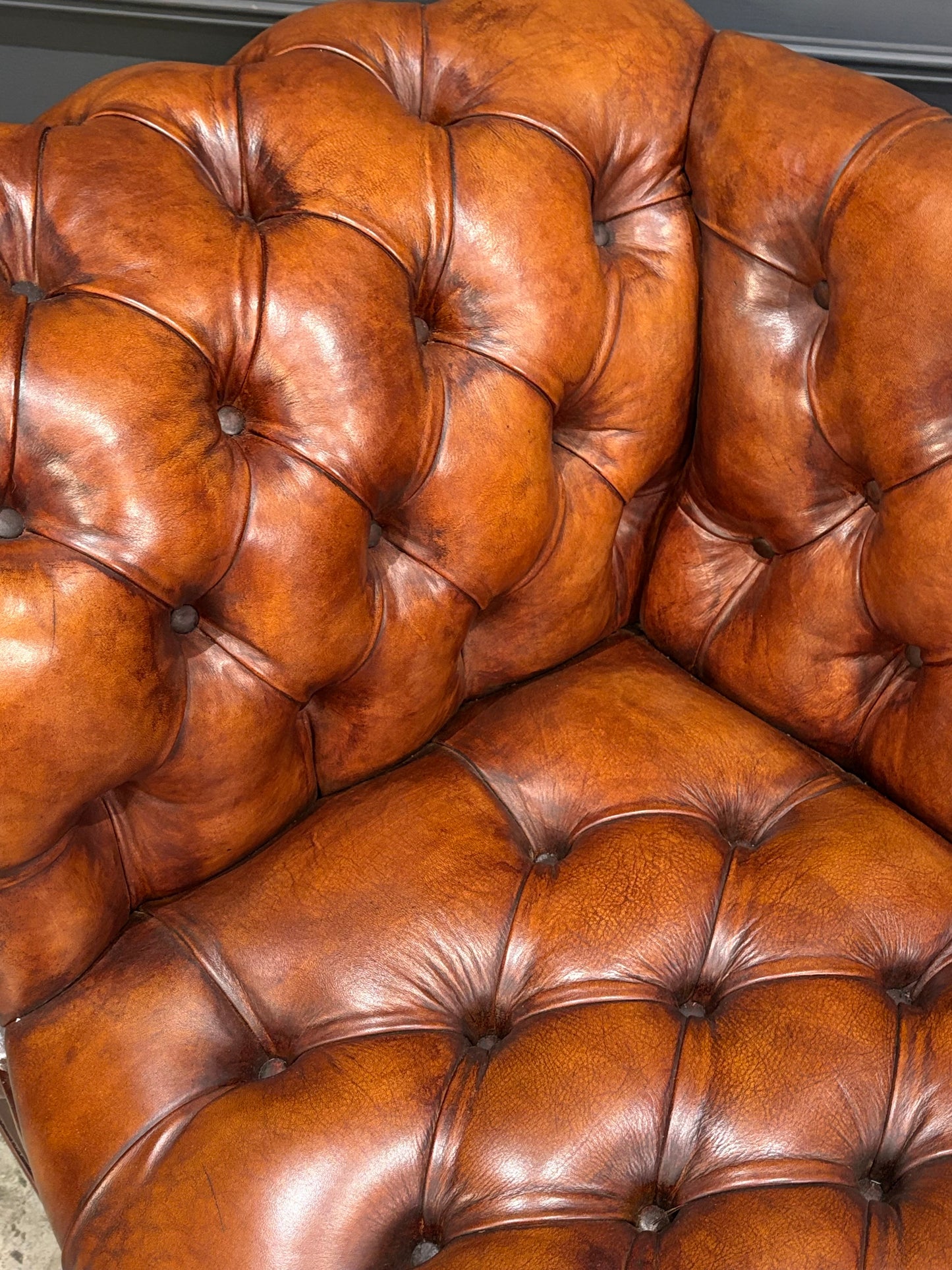 19th Century Hand Dyed Buttoned Leather Sofa