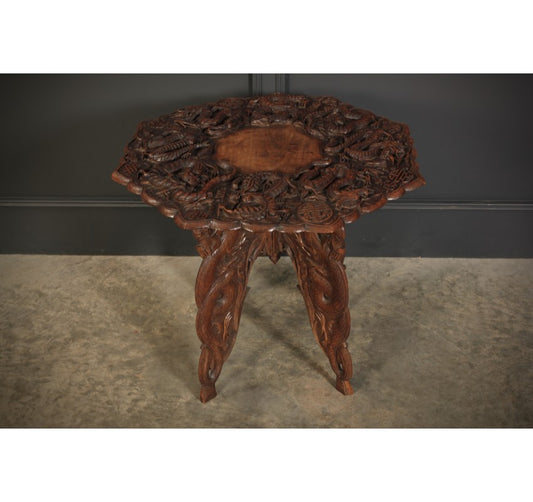 Chinese Carved Octagonal Occasional Table