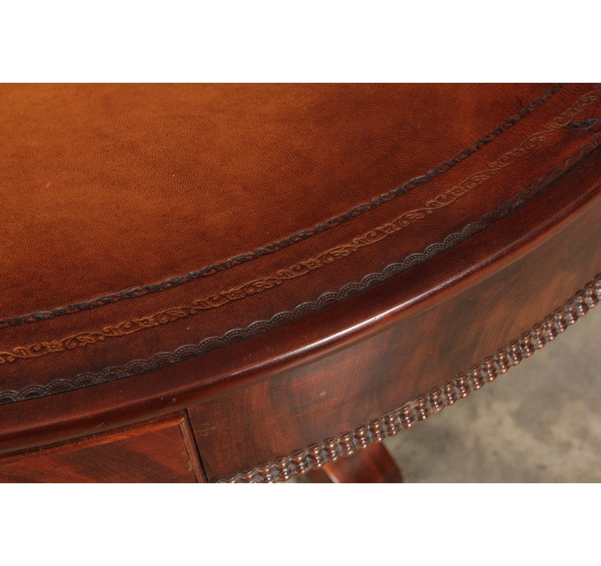 Continental Mahogany & Leather Drum / Centre Table