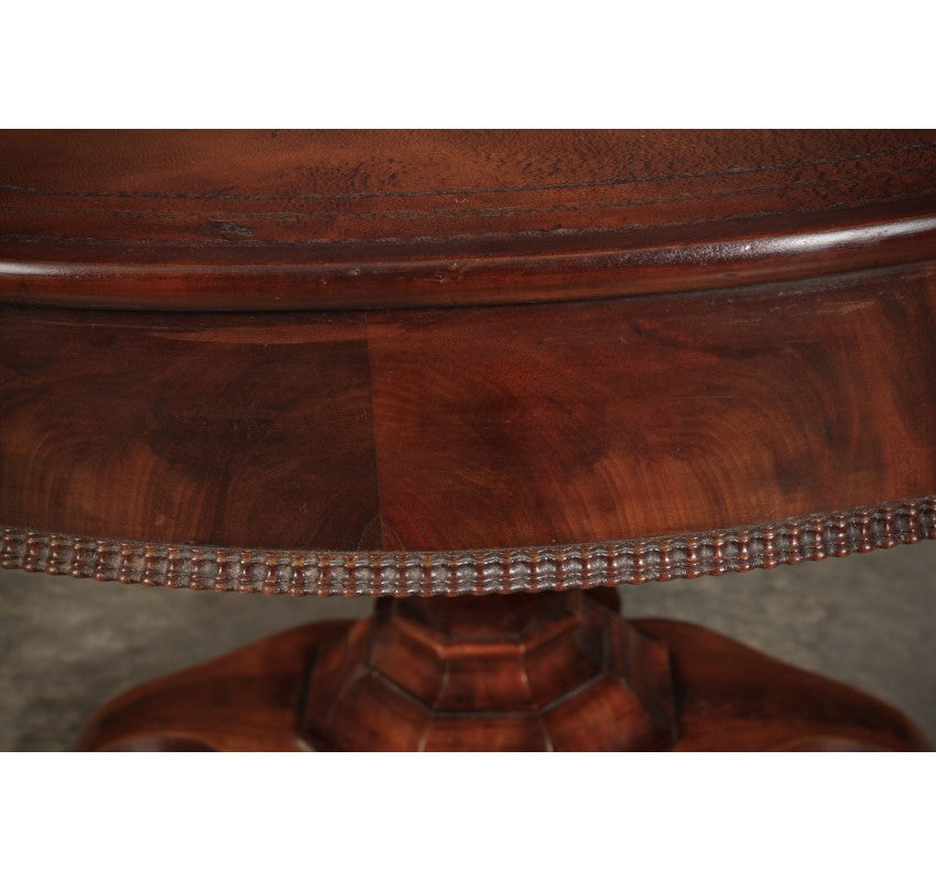 Continental Mahogany & Leather Drum / Centre Table