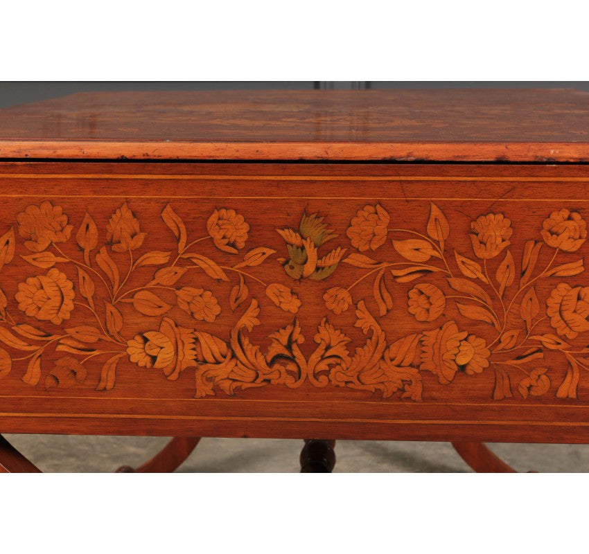 Dutch Marquetry Inlaid Walnut Sofa Table