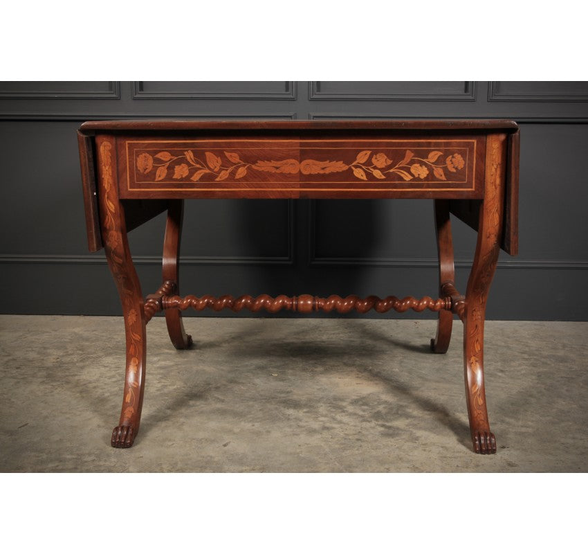 Dutch Marquetry Inlaid Walnut Sofa Table