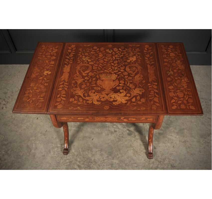 Dutch Marquetry Inlaid Walnut Sofa Table