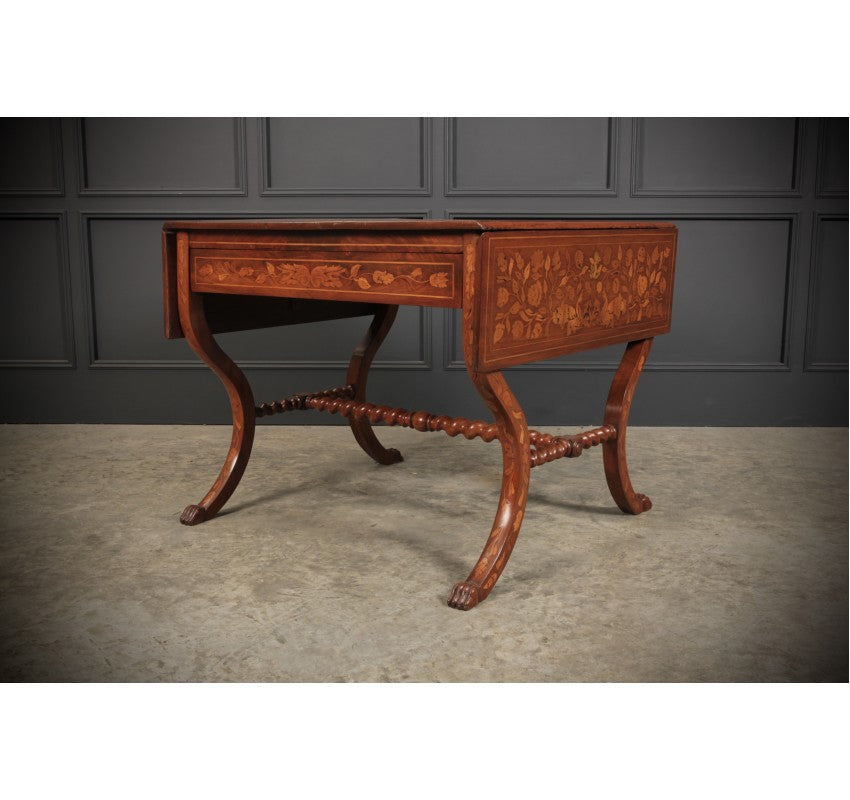 Dutch Marquetry Inlaid Walnut Sofa Table