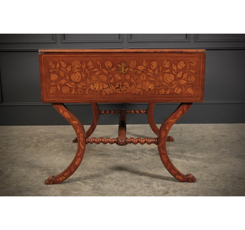 Dutch Marquetry Inlaid Walnut Sofa Table