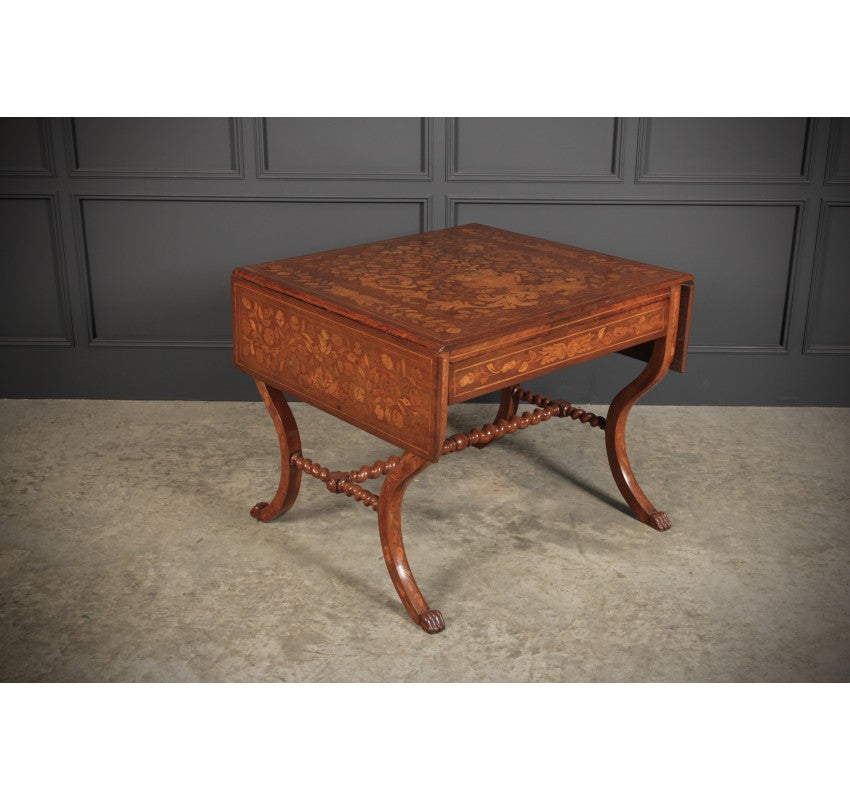 Dutch Marquetry Inlaid Walnut Sofa Table