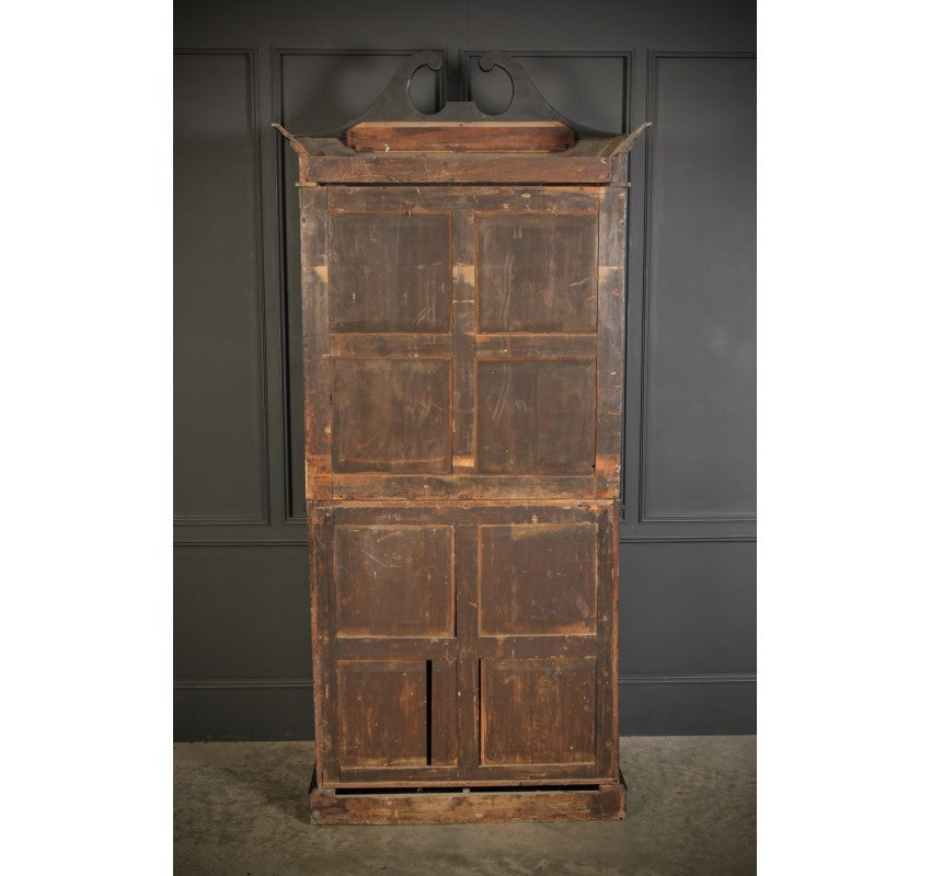 Early 19th Century Black Lacquered Chinoiserie Bureau Bookcase