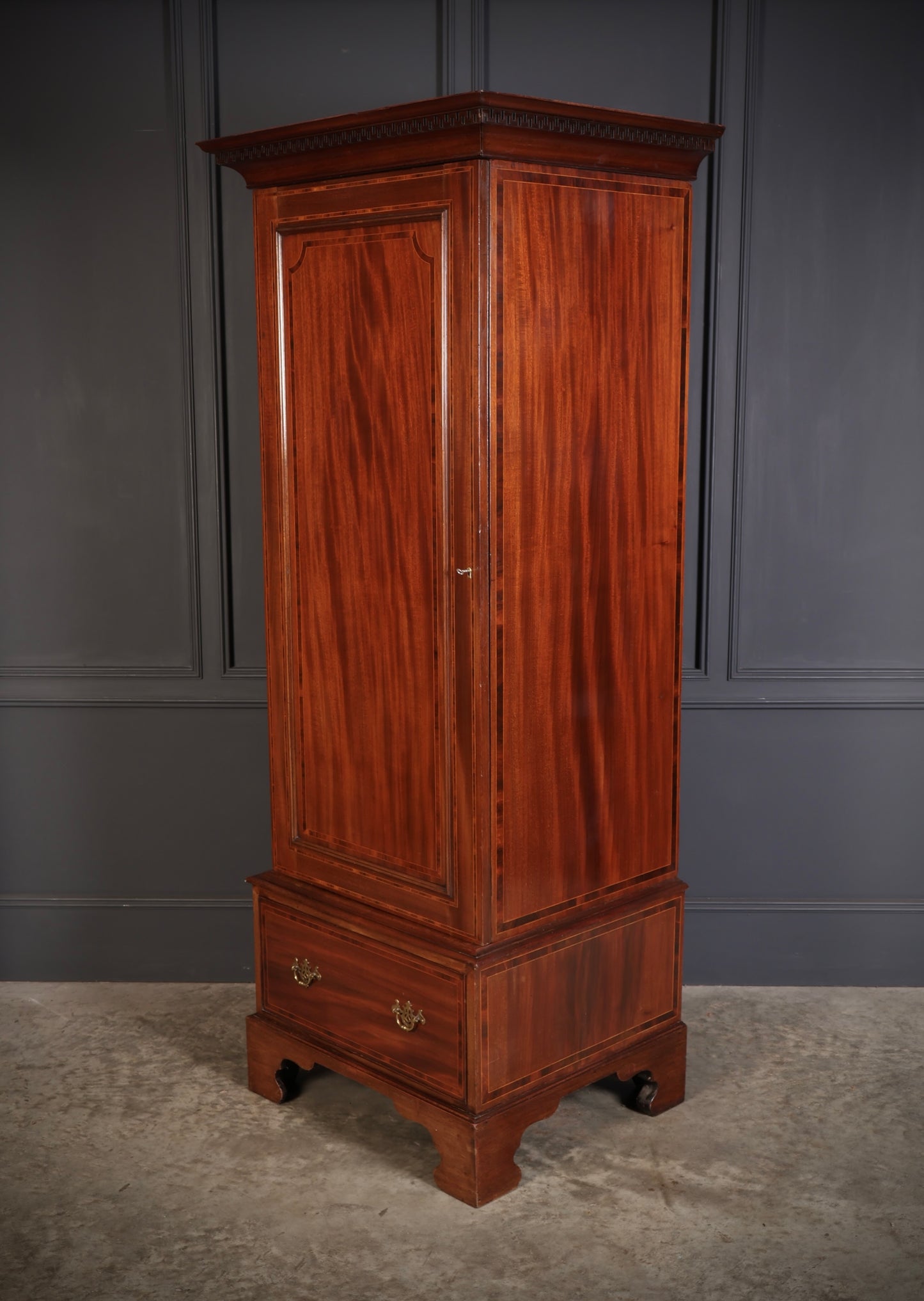 Edwardian Inlaid Mahogany Single Door Wardrobe