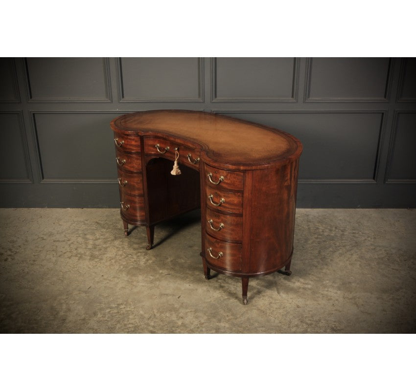 Edwardian Mahogany Kidney Shaped Desk