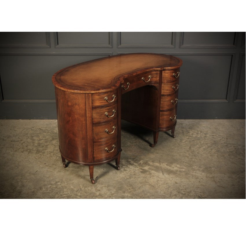 Edwardian Mahogany Kidney Shaped Desk