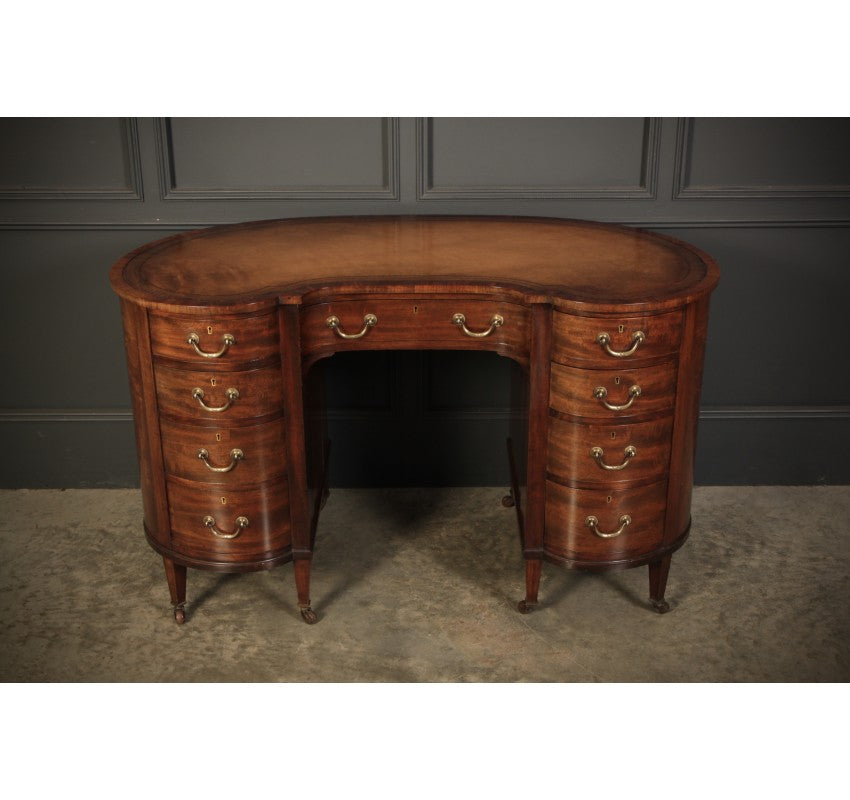 Edwardian Mahogany Kidney Shaped Desk