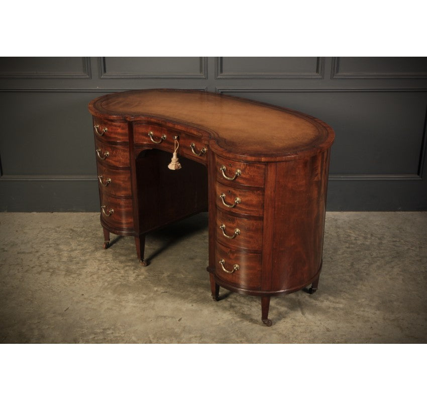 Edwardian Mahogany Kidney Shaped Desk