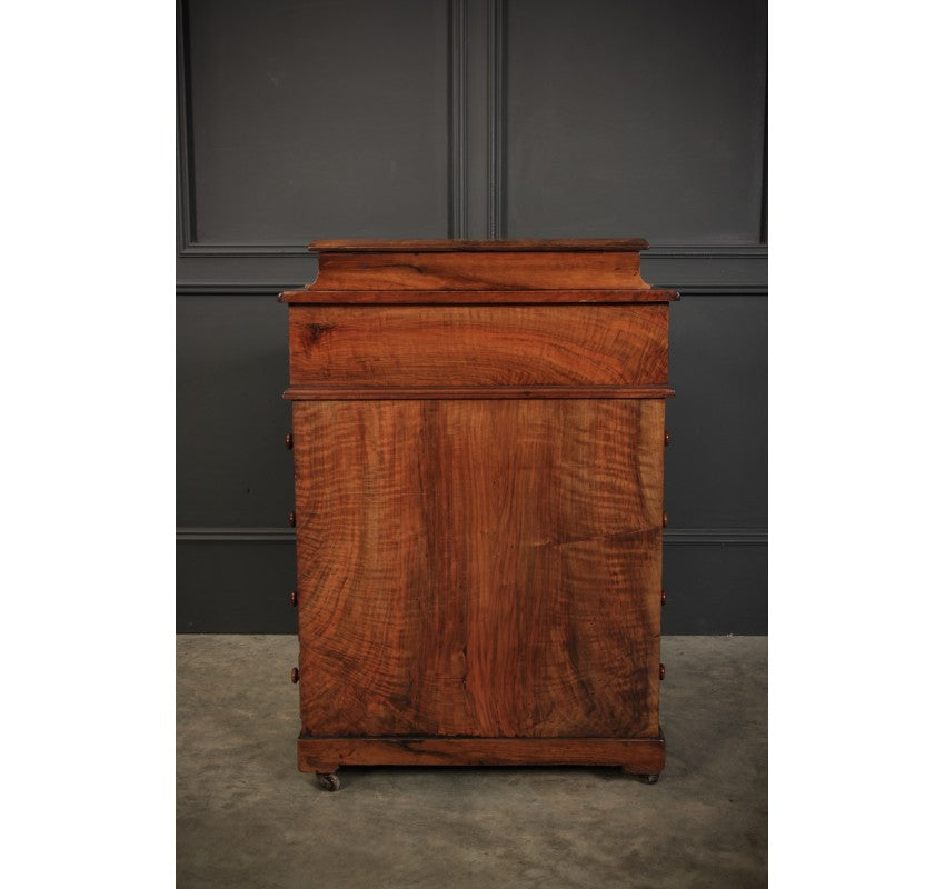 Figured Walnut Marquetry Inlaid Davenport Desk