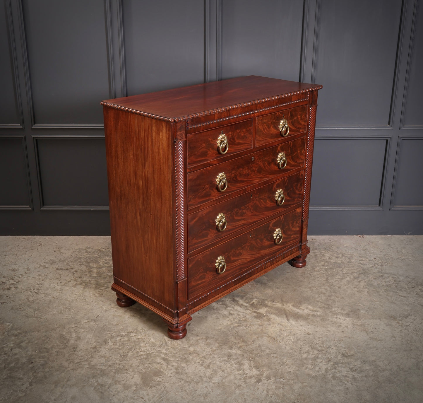 Antique Flame Mahogany Scottish Chest
