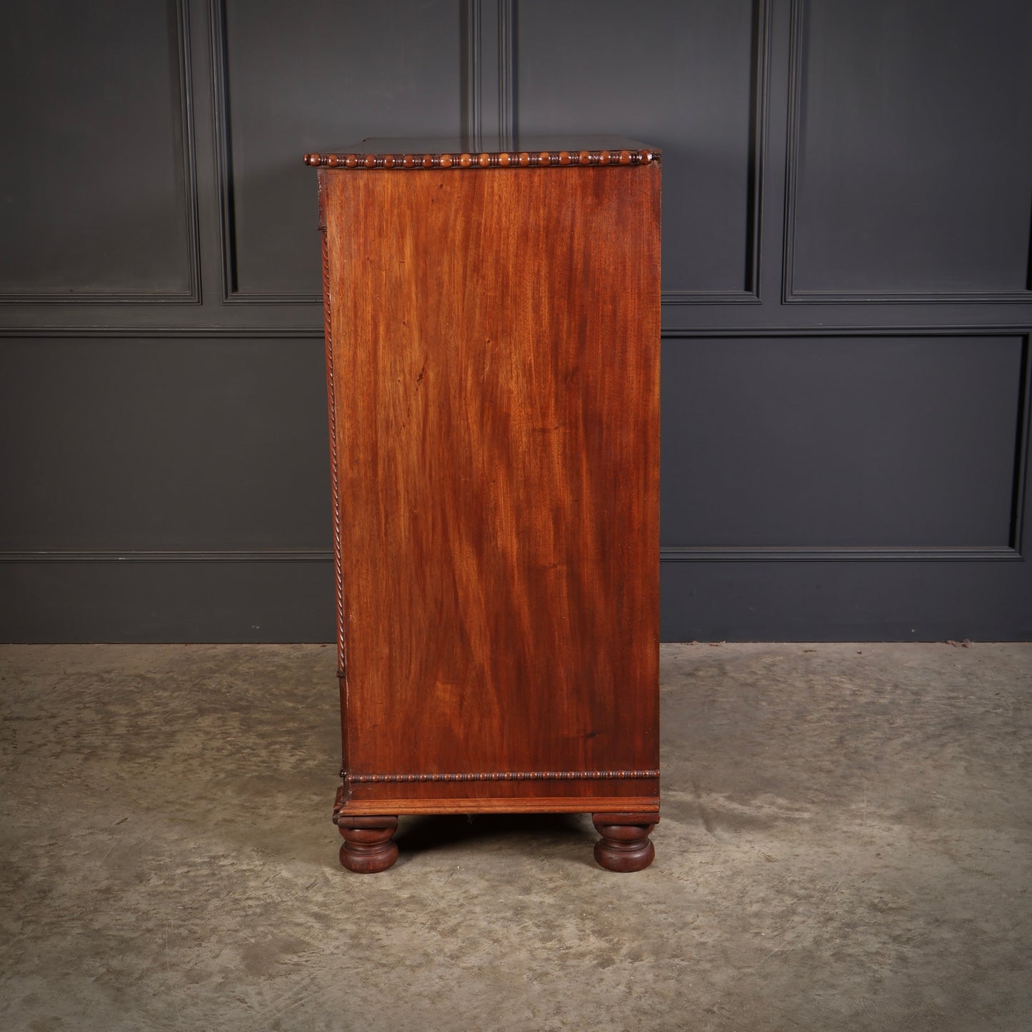 Antique Flame Mahogany Scottish Chest