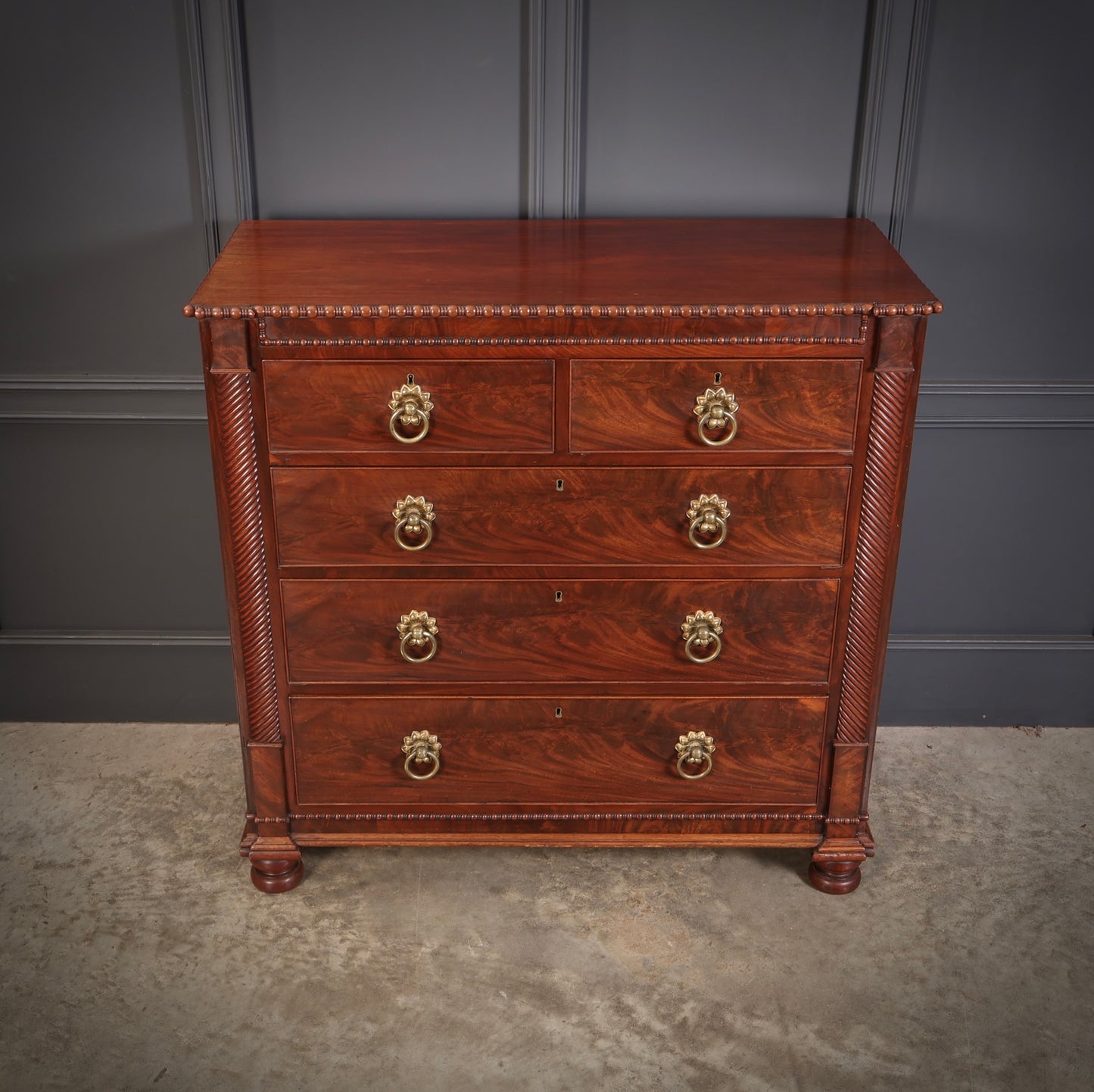 Antique Flame Mahogany Scottish Chest