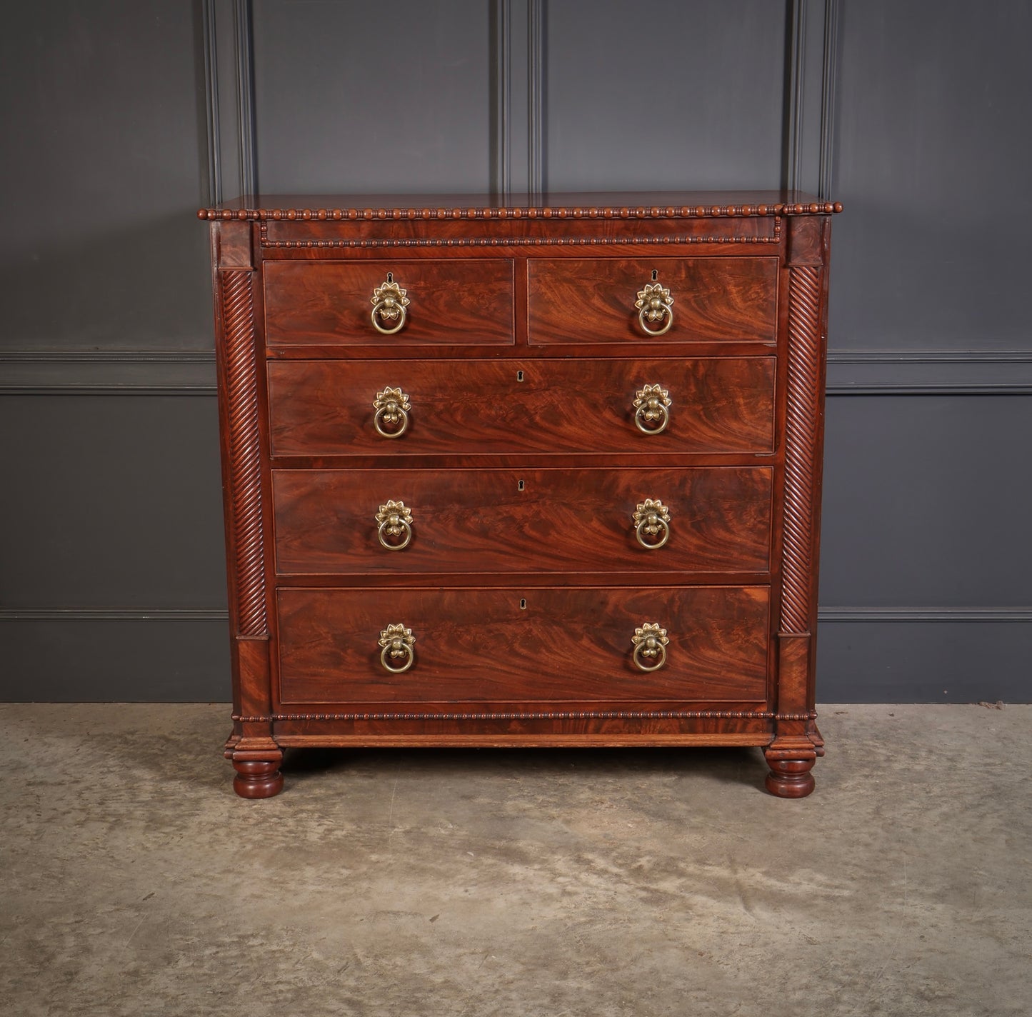 Antique Flame Mahogany Scottish Chest