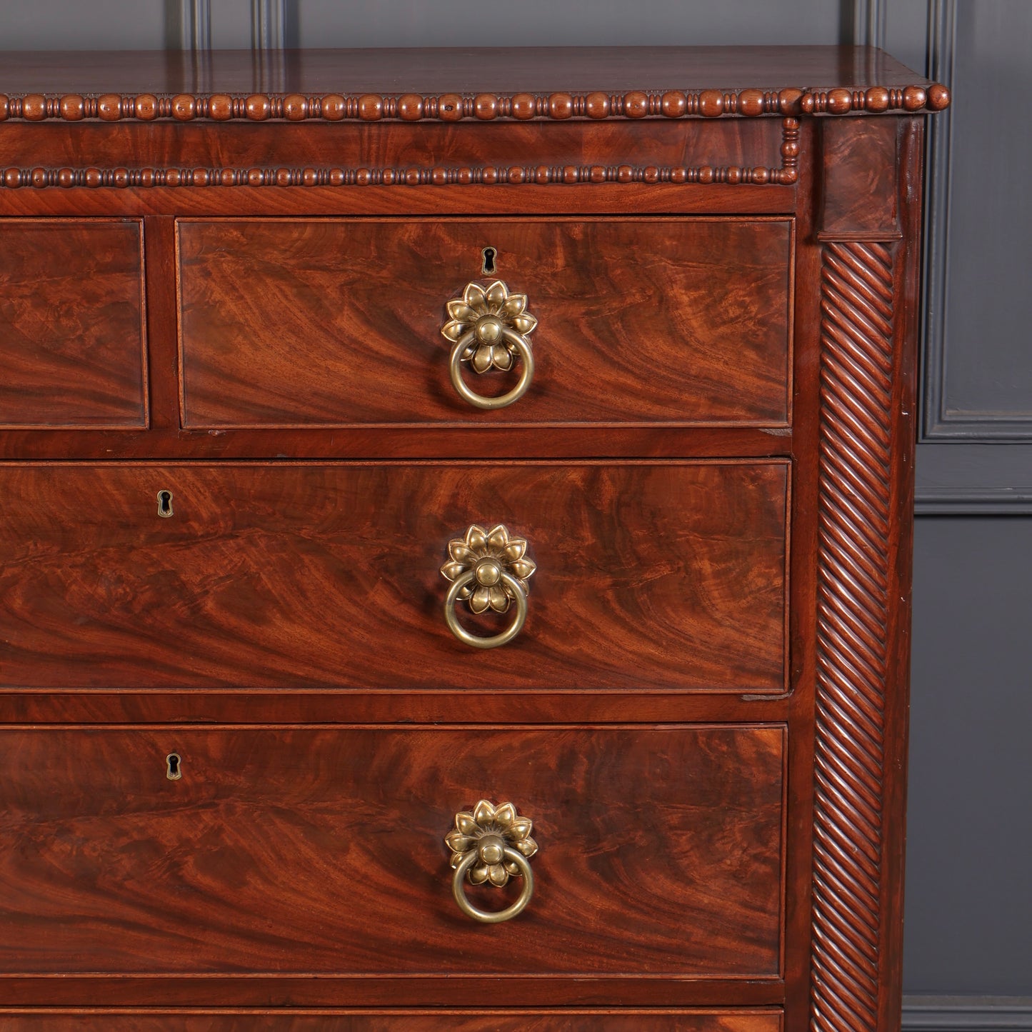 Antique Flame Mahogany Scottish Chest