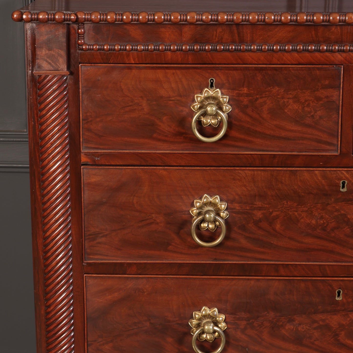 Antique Flame Mahogany Scottish Chest