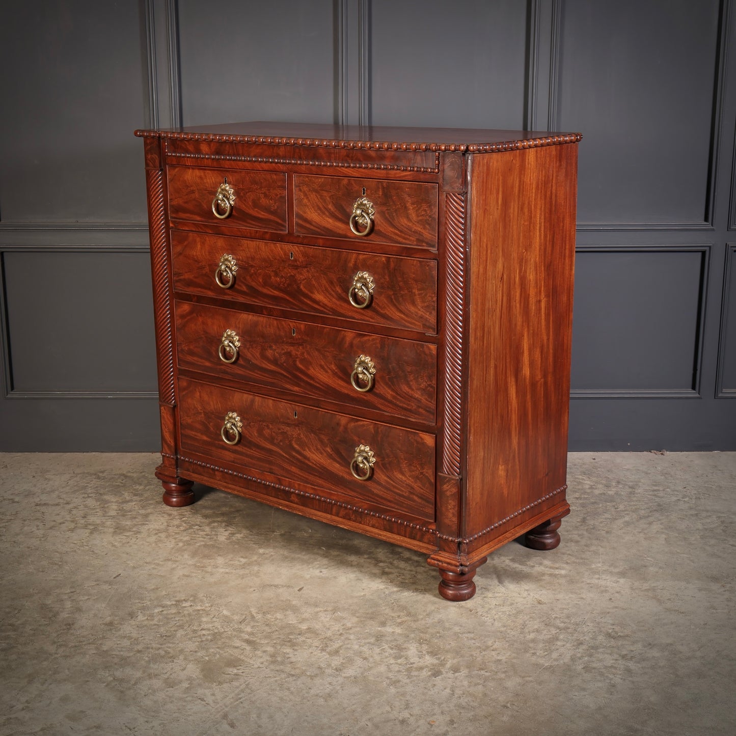 Antique Flame Mahogany Scottish Chest
