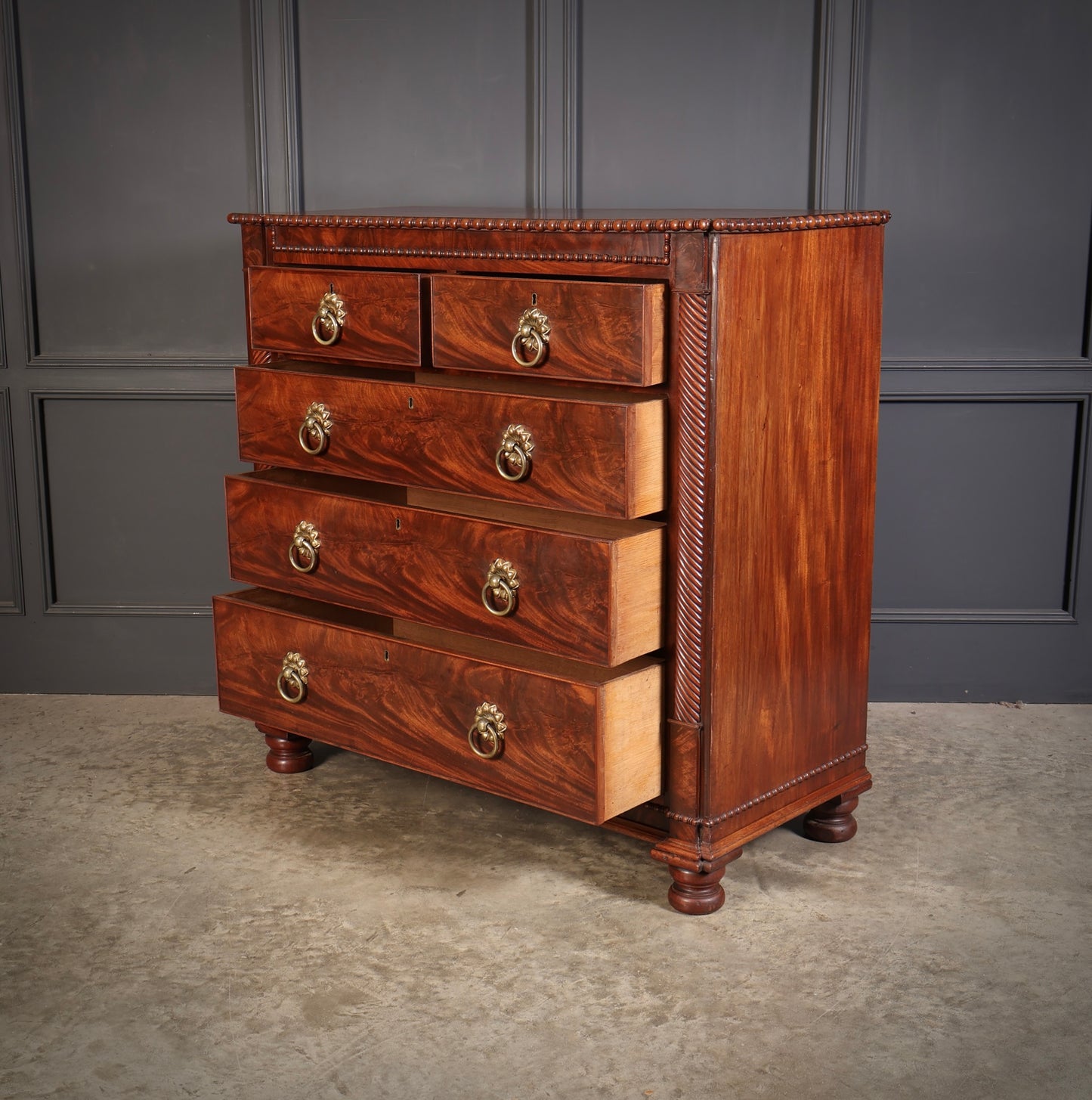 Antique Flame Mahogany Scottish Chest