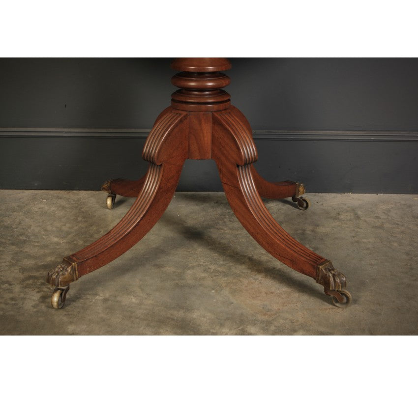 Genuine Regency Mahogany Twin Pillar Extending Dining Table