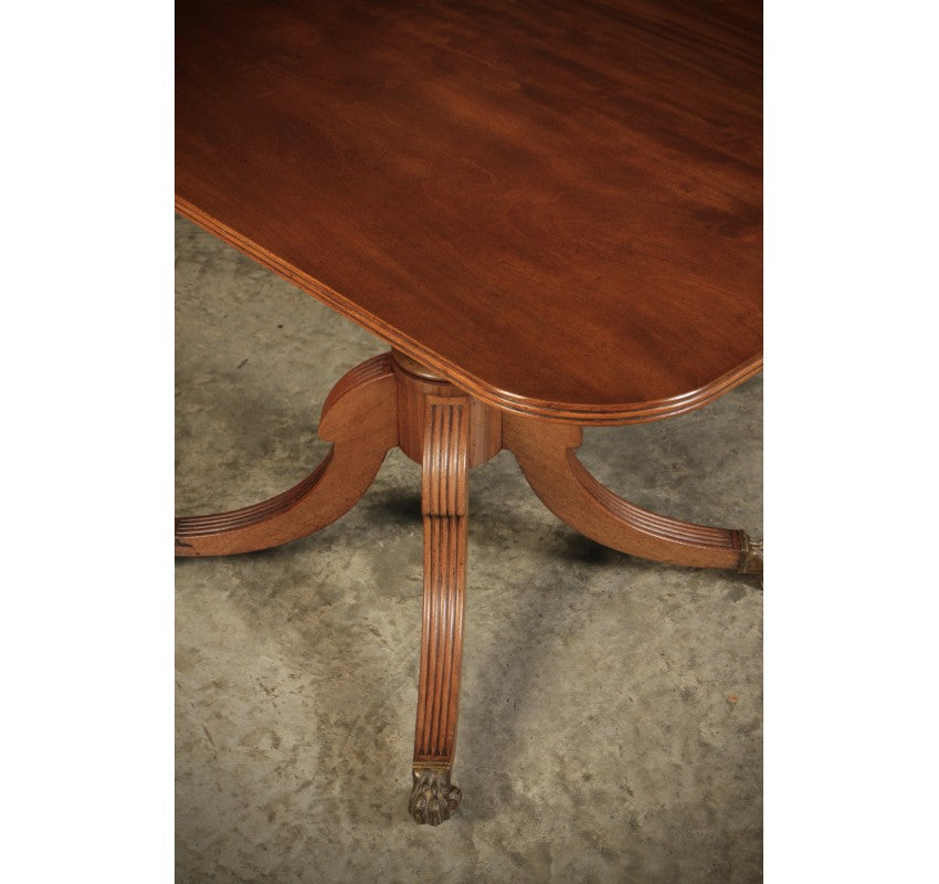 Genuine Regency Mahogany Twin Pillar Extending Dining Table