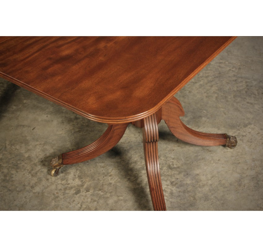 Genuine Regency Mahogany Twin Pillar Extending Dining Table