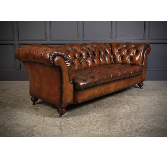 Genuine Victorian Leather Chesterfield Sofa