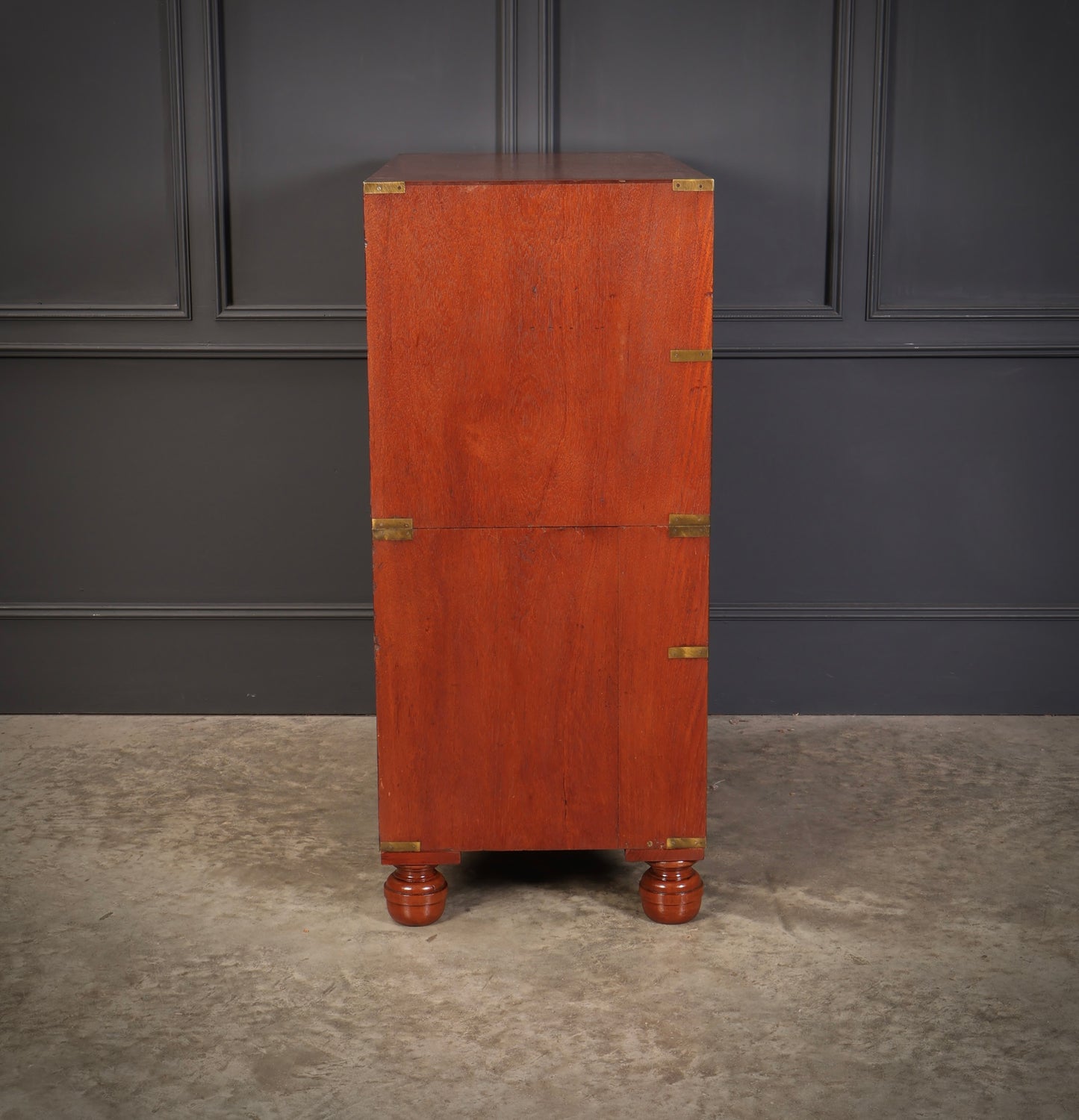 Genuine Victorian Teak Military Secretaire Chest