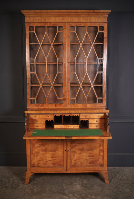 Georgian Satinwood Glazed Secretaire Bookcase