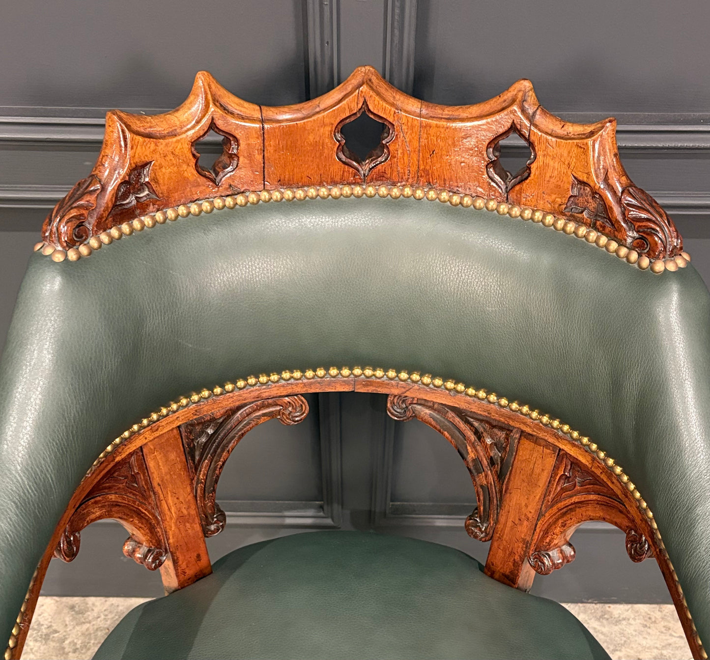 Victorian Walnut & Leather Desk Chair