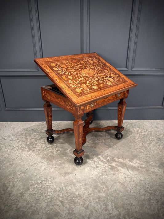 Rare 18th Century Dutch Marquetry Inlaid Architects Table