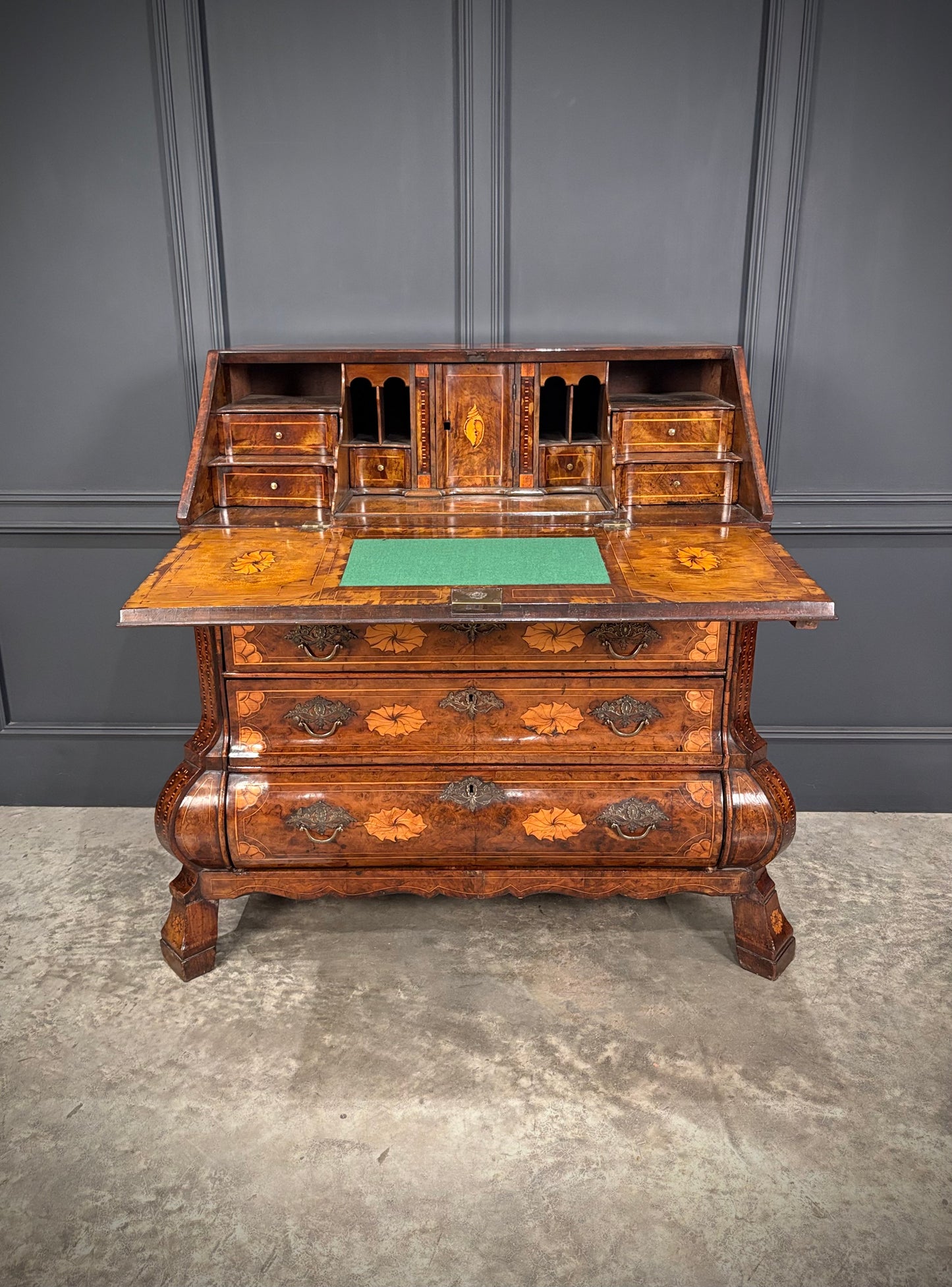 Dutch Marquetry Inlaid Walnut Bureau