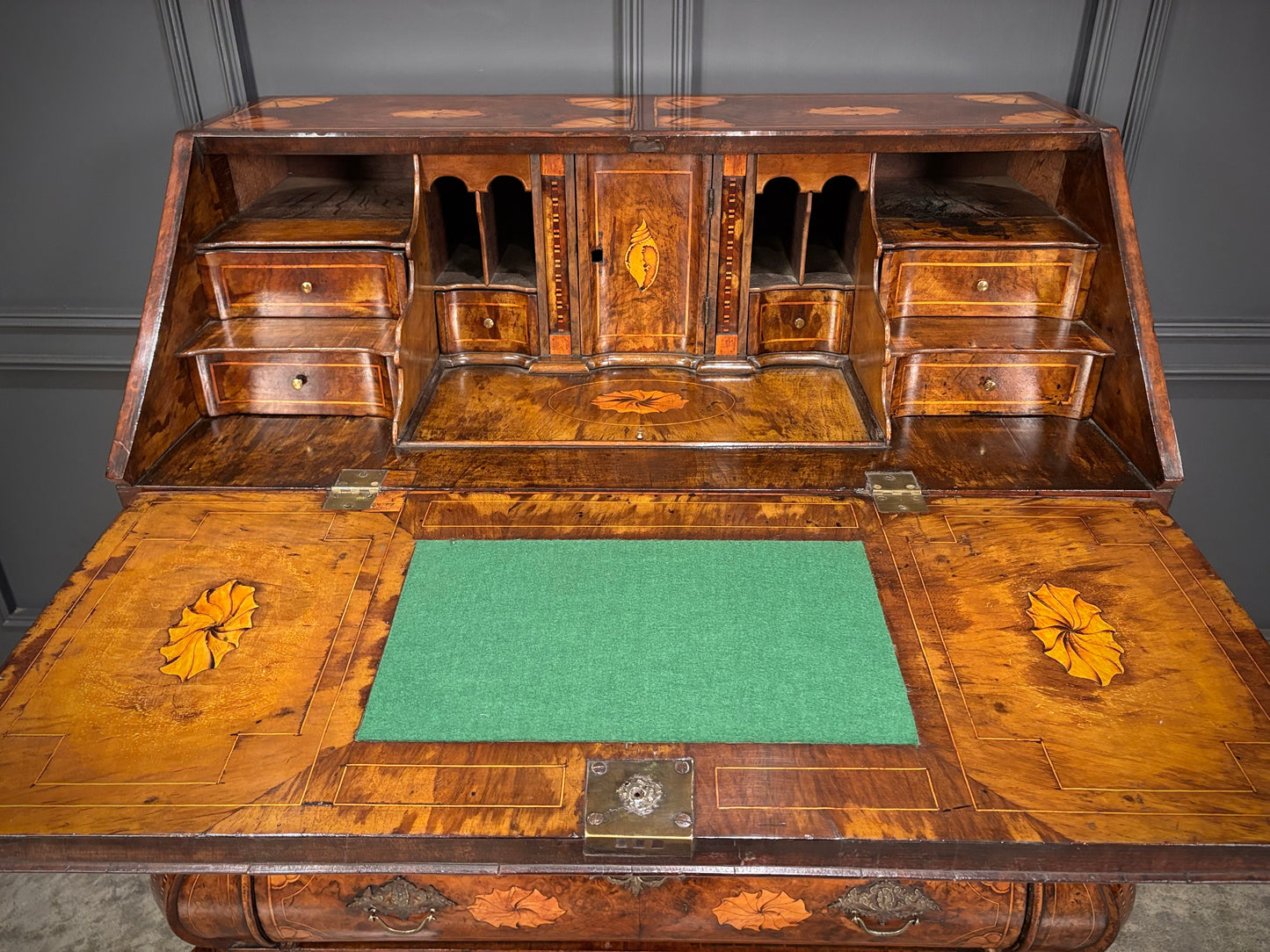 Dutch Marquetry Inlaid Walnut Bureau