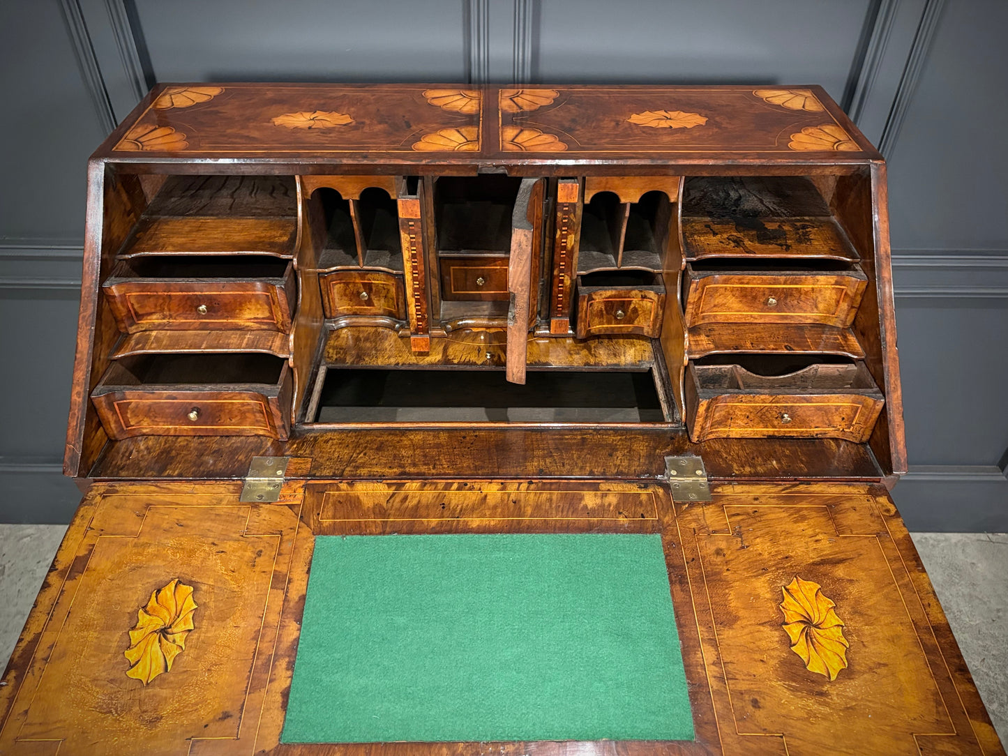 Dutch Marquetry Inlaid Walnut Bureau